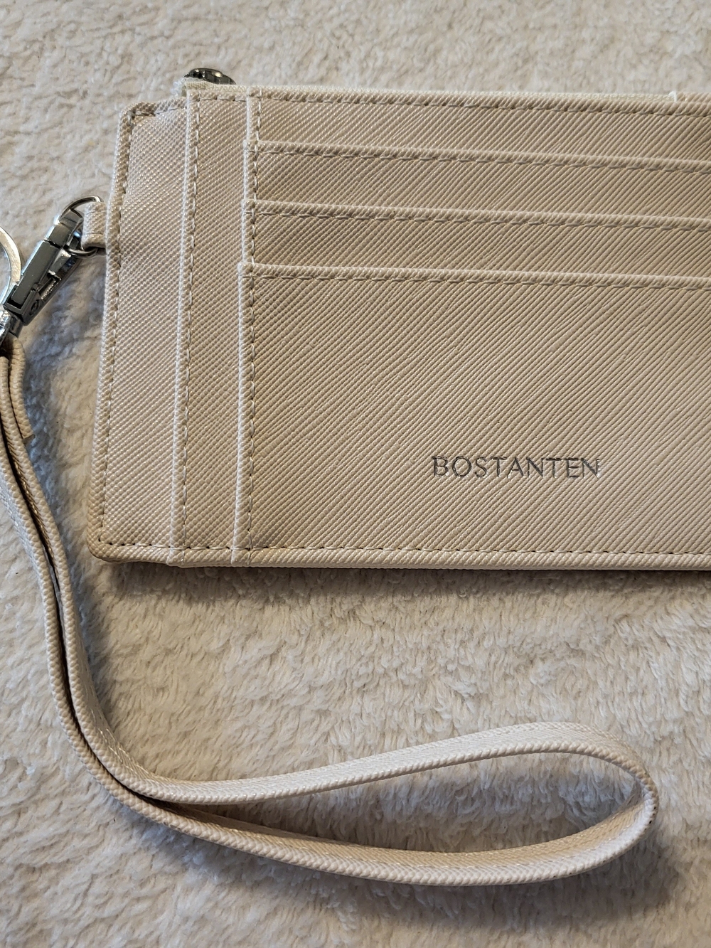 BOSTANTEN Small Wallet Wristlet RFID Credit Card Holder Cash Coins ID Keys Cream
